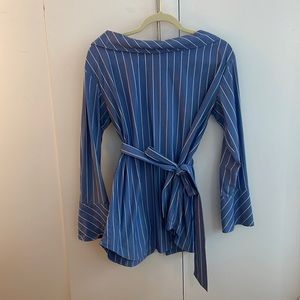 Banana Republic Blue Stripe Shirt with buttons on back of shirt (waist accent)